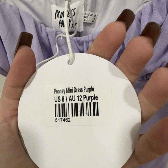 Princess Polly Spaghetti Strap Mini Dress Womens‎ Size 8 Purple Penney Regular - Picture 3 of 8